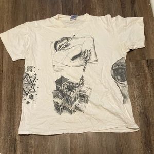 90's MC Escher all over prints tee XXL made in U.S.A.
